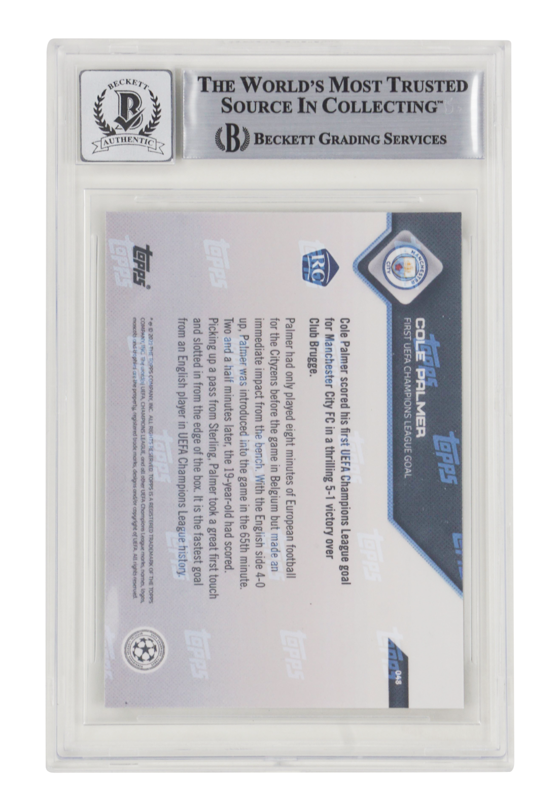Cole Palmer Signed 2021-22 Topps Now UCL #48 Rookie Card - BGS 10 Autograph